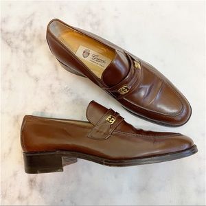Gucci Vintage 1970s Cognac Leather Loafers